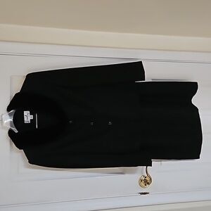Size 14 ladies suit  Emily Black with Silver thread and faux fur
